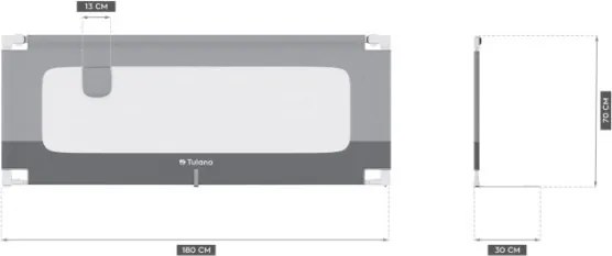 Bezpečnostná zábrana na posteľ Cover 48 biela / sivá 180 cm