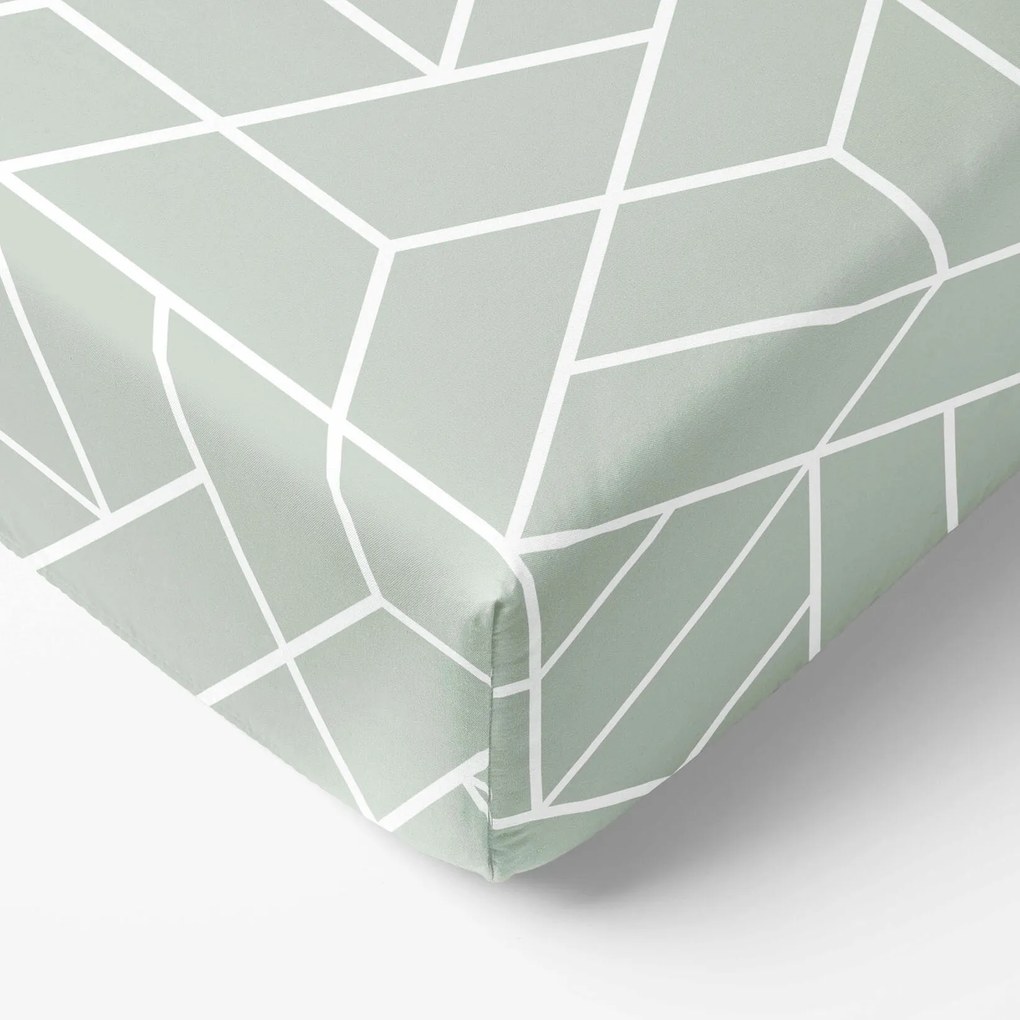 Goldea bavlnená napínacia plachta - mozaika na šalviovom 160 x 200 cm