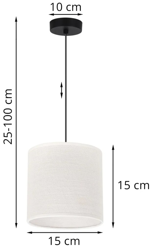 Závesné svietidlo Juta, 1x biele jutové tienidlo, (fi 15cm), b