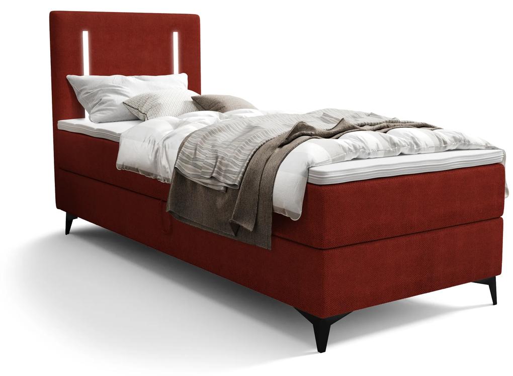 Jednolôžková posteľ 80 cm Ortega Bonell (červená) (s roštom, s úl. priestorom) (s LED osvetlením). Vlastná spoľahlivá doprava až k Vám domov. 1082574