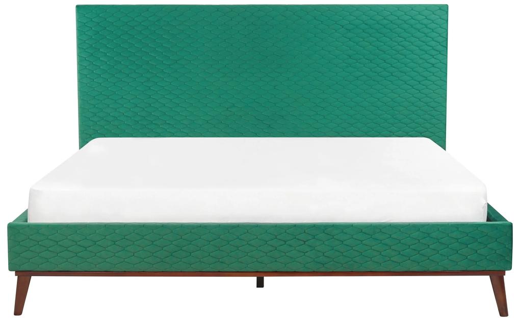 Zamatová posteľ 180 x 200 cm zelená BAYONNE Beliani