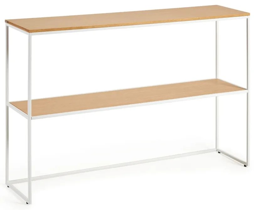 Biely/v prírodnej farbe konzolový stolík v dekore duba 30x120 cm Yoana – Kave Home