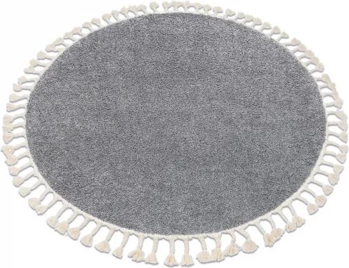 Koberec BERBER 9000 kruh sivý svetlý fredzle berber marokański shaggy - 120 cm kruh
