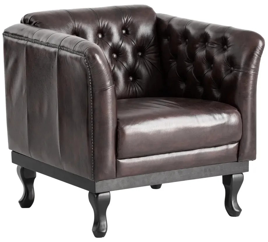 furniture-nabytek.cz - Masívne kreslo Chesterfield Dover z pravej kože, hnedé