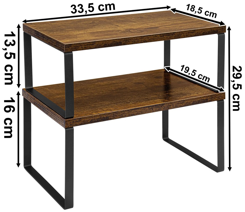 Sada 2 ks kuchynských políc GINGER čierna/starý dub