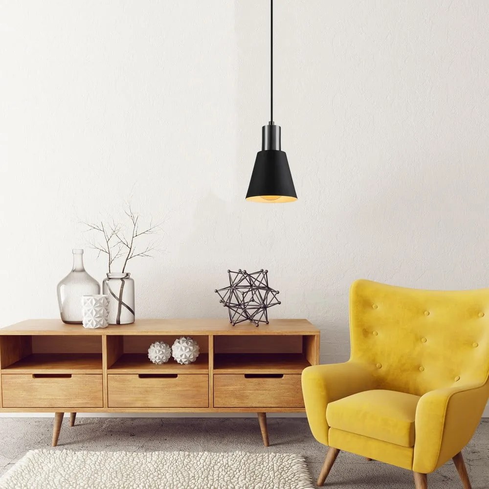 Čierne závesné svietidlo ø 14 cm Kem – Opviq lights