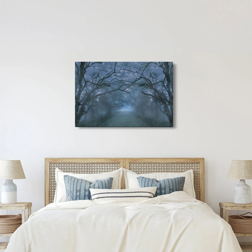 Obraz lesa v hmle (90x60 cm)