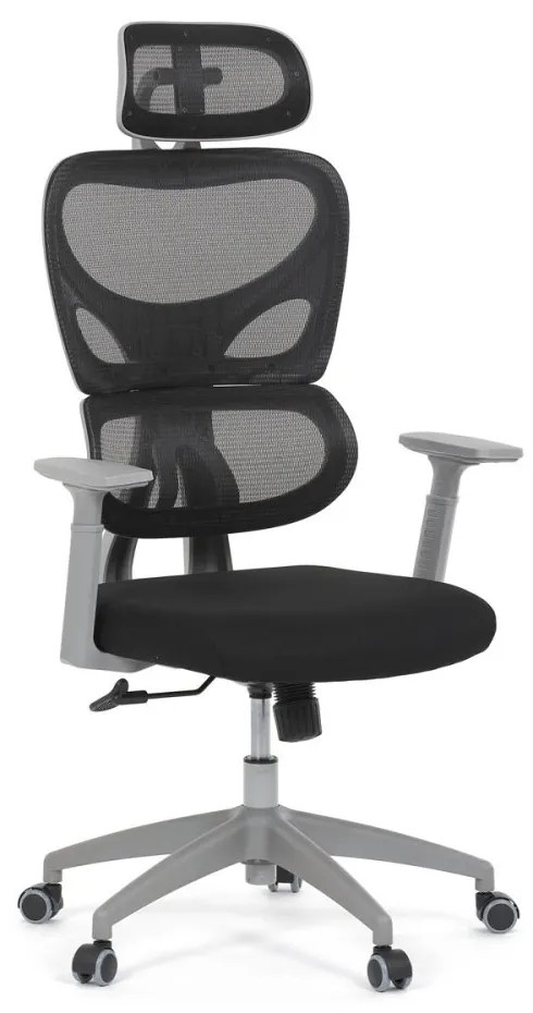 Kancelárska ergonomická stolička GRANT II — sieť, látka, sivá/čierna