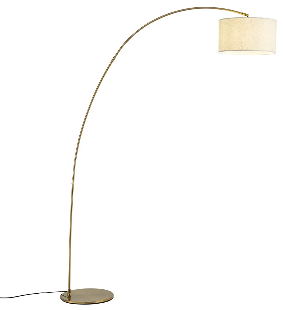 Moderná oblúková lampa mosadzná s béžovým tienidlom - Vinossa