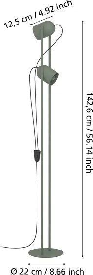 Eglo 44137 - Stojacia lampa TILSTON 2xE14/8W/230V zelená