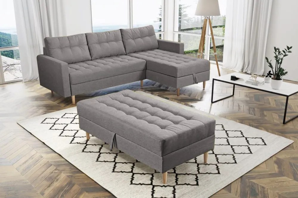 Furniture Sobczak Rohová sedacia súprava Pires s taburetom - Žlutá