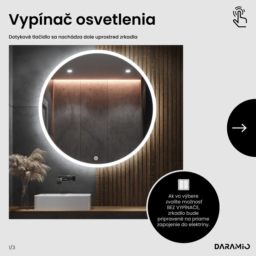 Okrúhle zrkadlo s LED svetlom E1