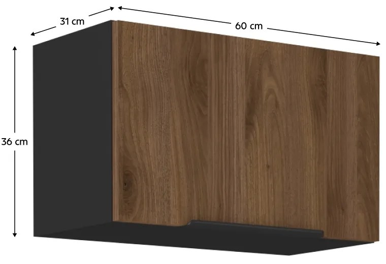 Horná kuchynská skrinka Menzo 60 GU-36 1F - čierna / orech