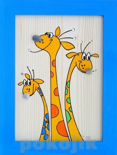 Drevený obrázok Farebné žirafky, 20x25 cm