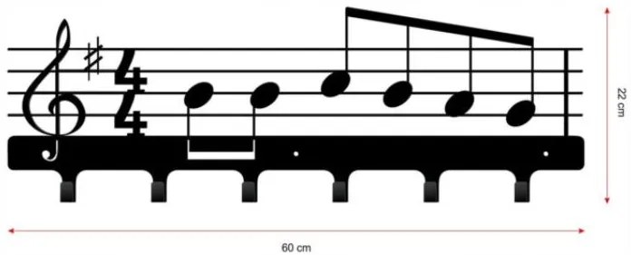 Vešiak na stenu do chodby MUSIC čierna