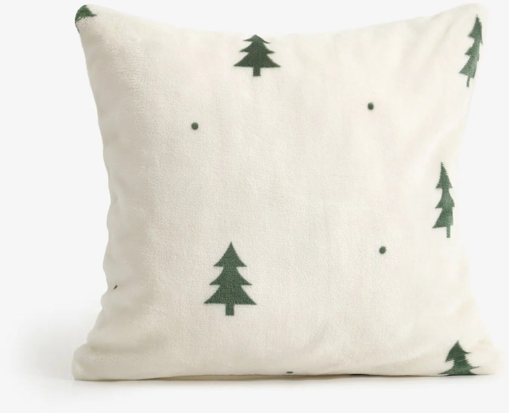 Goldea vianočná mikroplyšová obliečka na vankúš deluxe - zelené stromčeky na smotanovej 40 x 40 cm