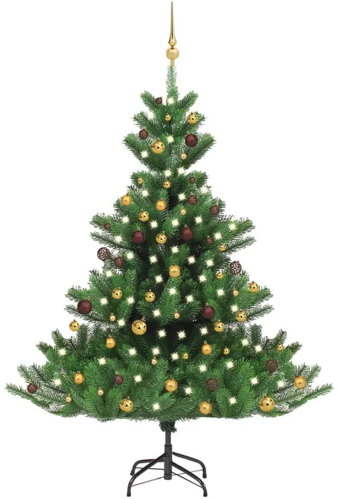 Umelý vianočný stromček jedľa Nordmann LED a gule zelený 180 cm 3077560