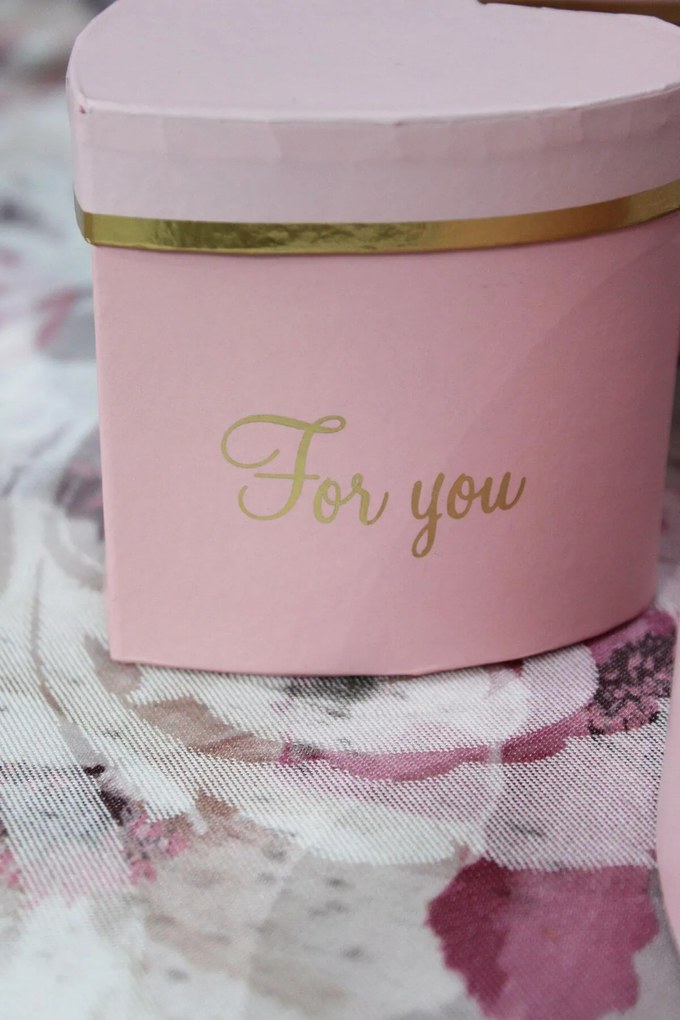 Ružový flower box v tvare srdca 9cm 6ks