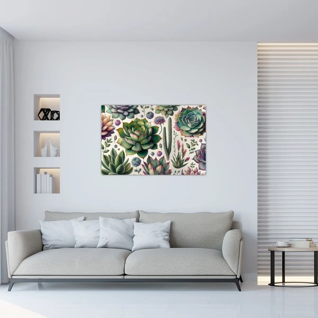 Obraz - Sukulenty (90x60 cm)