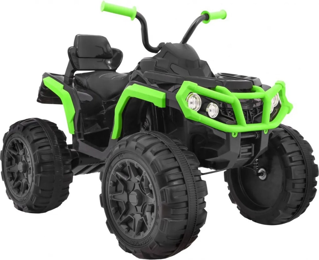 Ramiz Detská batéria ATV čierna/zelená + EVA kolesá + MP3 rádio + LED dióda + pomalý štart