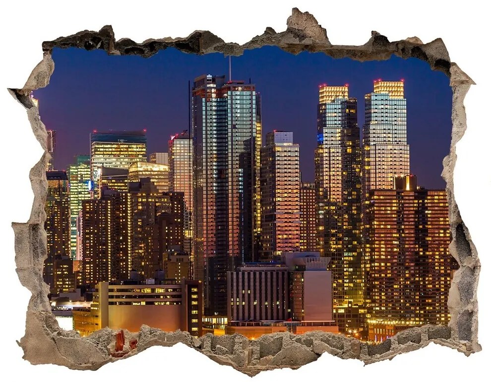 Fototapeta díra na zeď 3D Manhattan v noci nd-k-79599007