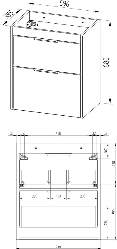 Mereo, Mereo Vigo, kúpeľňová skrinka s keramickým umývadlom 61 cm, biela, MER-CN311