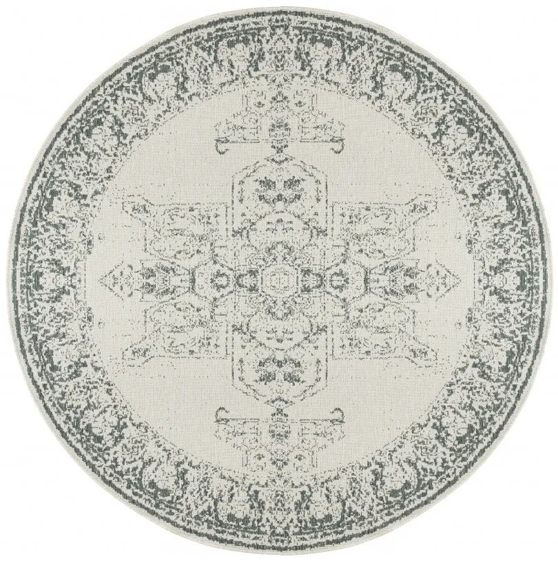 Hanse Home, Kusový koberec Twin Supreme 104139 Green / Cream kruh – na von aj na doma, 200x200 (priemer) kruh, zelená, chodba / predsieň