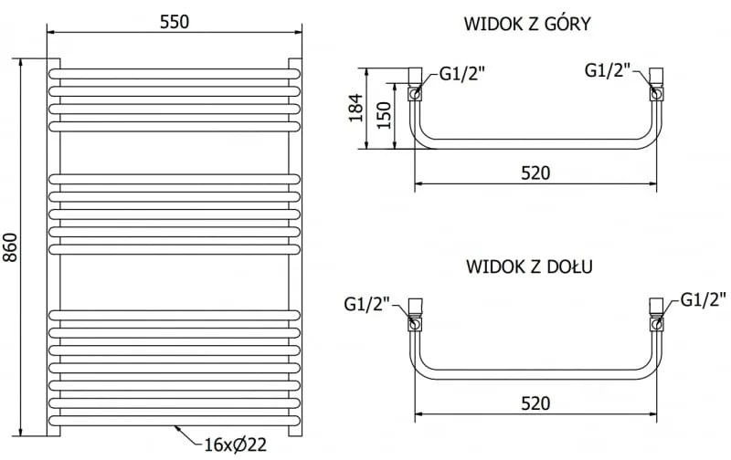 Mexen Apollo, vykurovacie teleso 860 x 550 mm, 479 W, biela, W117-0860-550-00-20