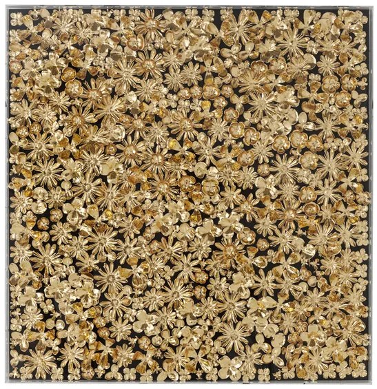 Gold Flower obraz čierny/zlatý 120x120 cm