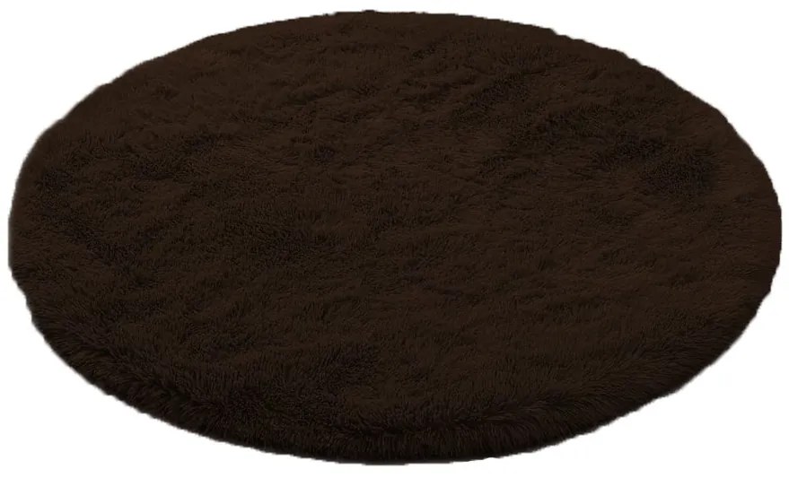 TZ Tmavohnedý okrúhly shaggy koberec Lana Rozmer: 80 cm