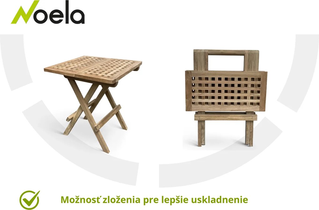 Noela Skladací stolík z teakového dreva Piknik