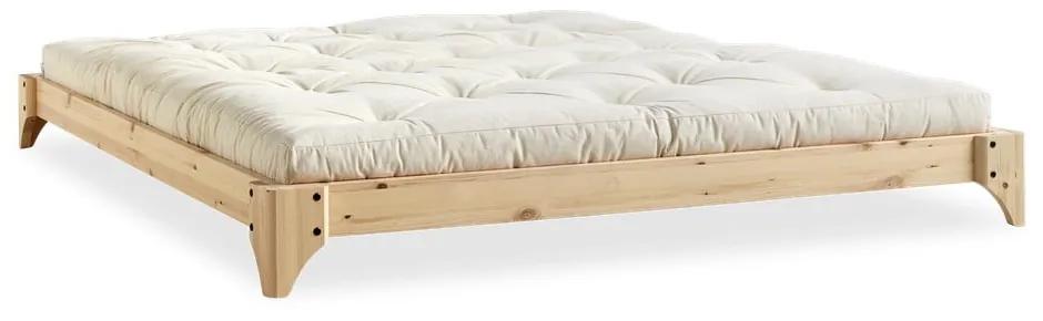 Dvojlôžková posteľ z borovicového dreva s matracom Karup Design Elan Comfort Mat Natural Clear/Natural, 140 x 200 cm