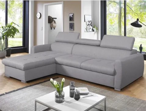 Rohová sedacia súprava Pedro Mini, svetlo šedá látka, ľavý roh%