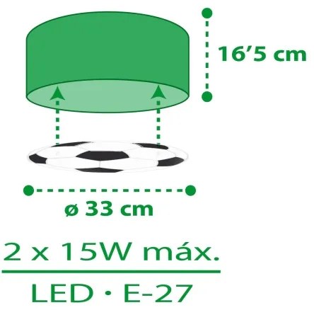 Dalber 41736 - Detské stropné svietidlo FOOTBALL 2xE27/15W/230V