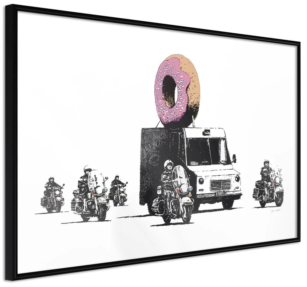 Artgeist Plagát - Donut Police [Poster] Veľkosť: 90x60, Verzia: Čierny rám s passe-partout