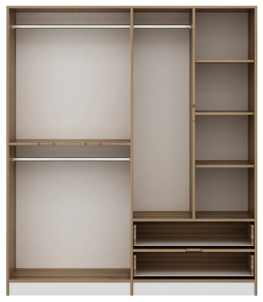 Šatníková skriňa Elina 180 cm biela/orech