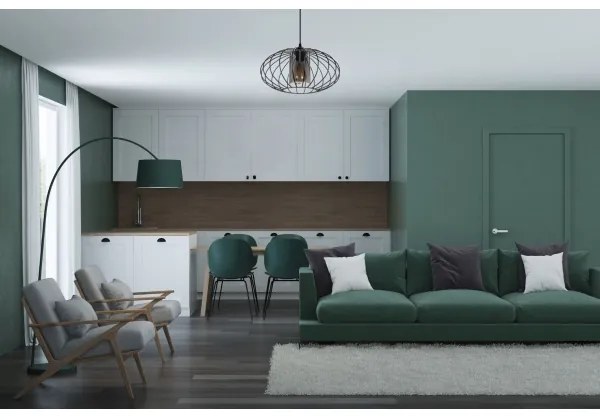 Luster na lanku CORRINI 1xE27/60W/230V pr. 34 cm čierna/šedá