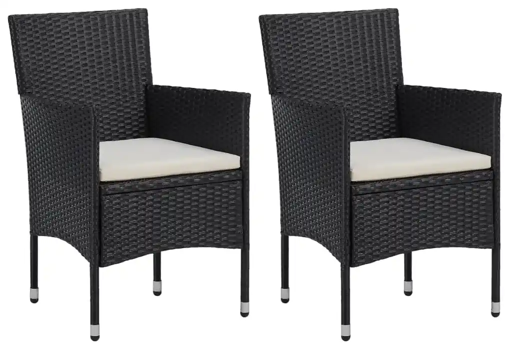 vidaXL Záhradné jedálenské stoličky 2 ks čierne polyratanové | BIANO