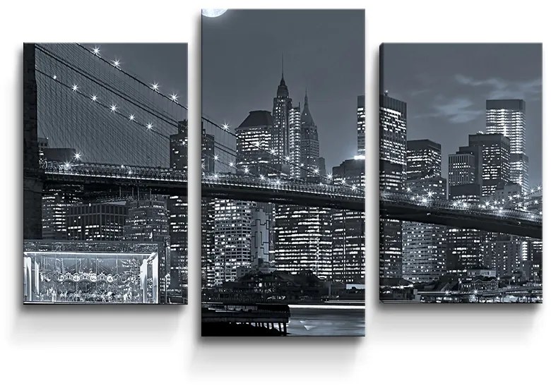 Sablio Obraz - 3-dílný Nočný New York 2 - 75x50 cm