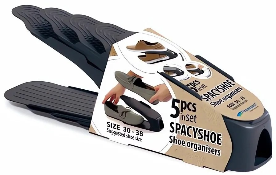 Súprava organizérov na topánky veľ. 30-38 antracit, 5 ks