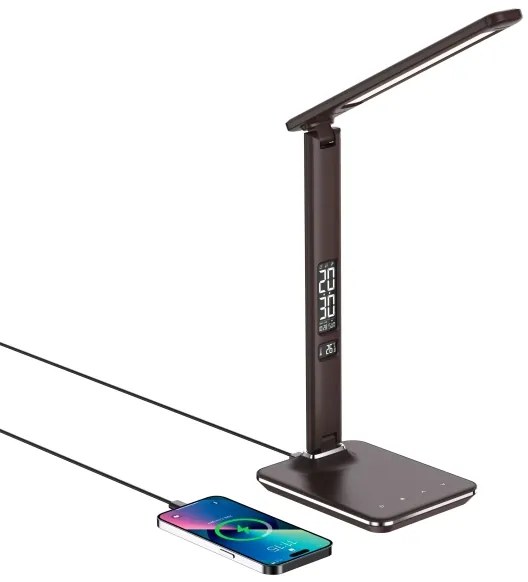 Brilagi-LED Stmievateľná LED lampa REGINA s bezdrôtovým nabíjaním, 8,5 W, 230 V, hnedá