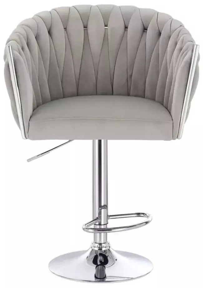 LuxuryForm DESIGN Barová stolička NORDEN VELUR na striebornom tanieri - svetlo šedá