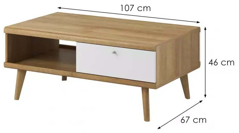 Konferenčný stolík Primo 107 cm dub Riviéra/biely