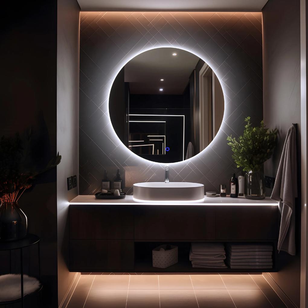 LED zrkadlo okrúhle Romantico ⌀60cm studená biela - dotykový spínač