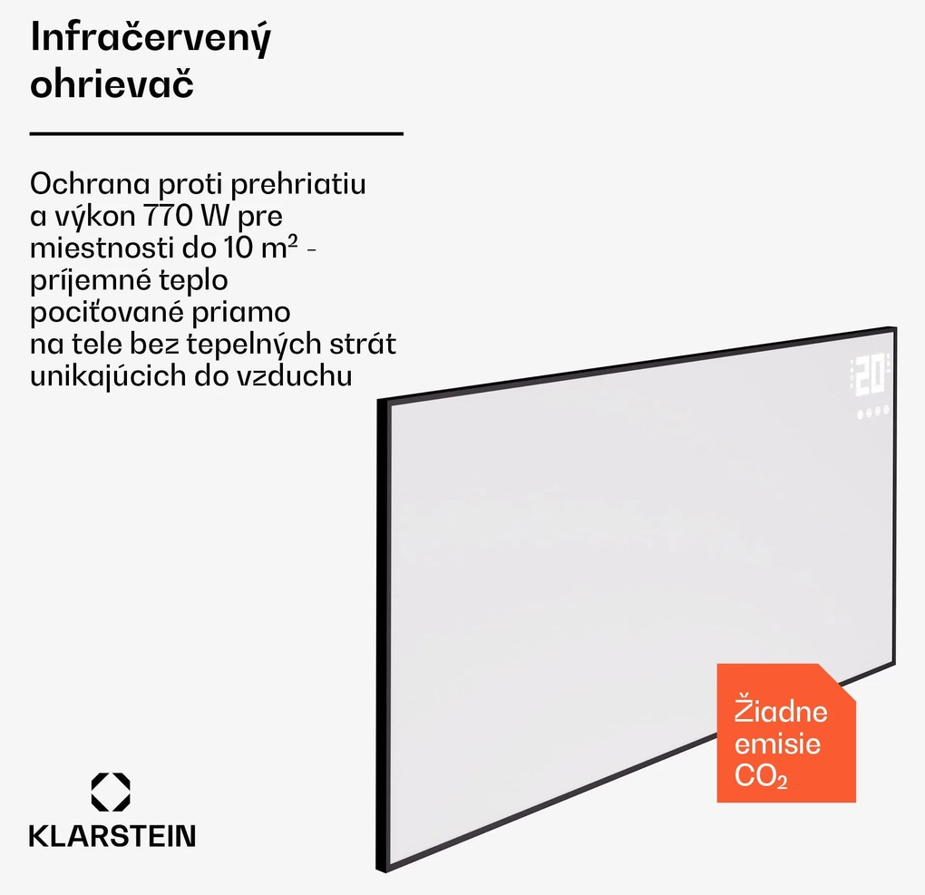 Klarstein Wonderwall Smart Bornholm, infražiarič, 120 x 60 cm, 770 W, aplikácia
