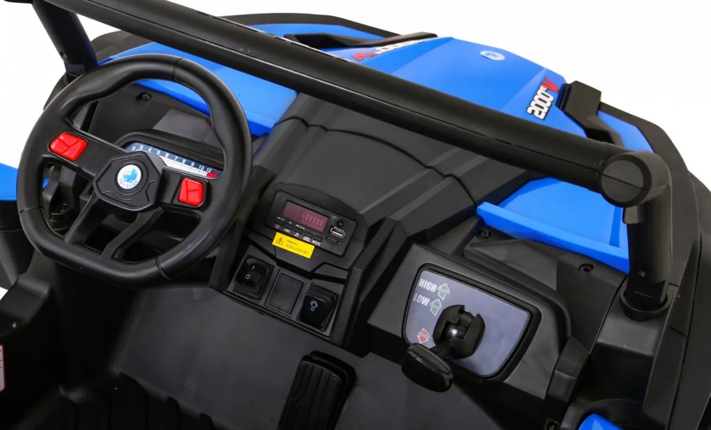Ramiz Detská batériová bugina UTV-MX Modrá + pohon 4x4 + diaľkové ovládanie + LED audio + úložný priestor + EVA + pomalý štart