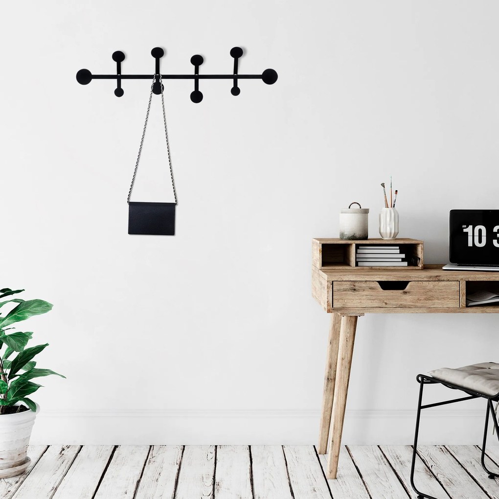 Nástenný vešiak Háčik 70 cm čierny