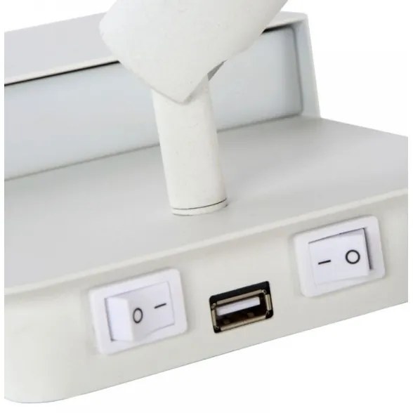 Lucide 79200/08/31 - LED Nástenné svietidlo BOXER LED/5W/230V + LED/5W USB biela