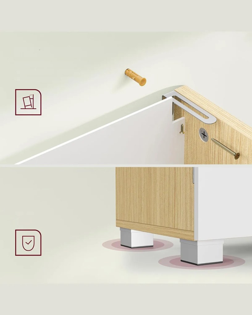 Skrinka pod umývadlo Vasagle Bruser biela/prírodná béžová