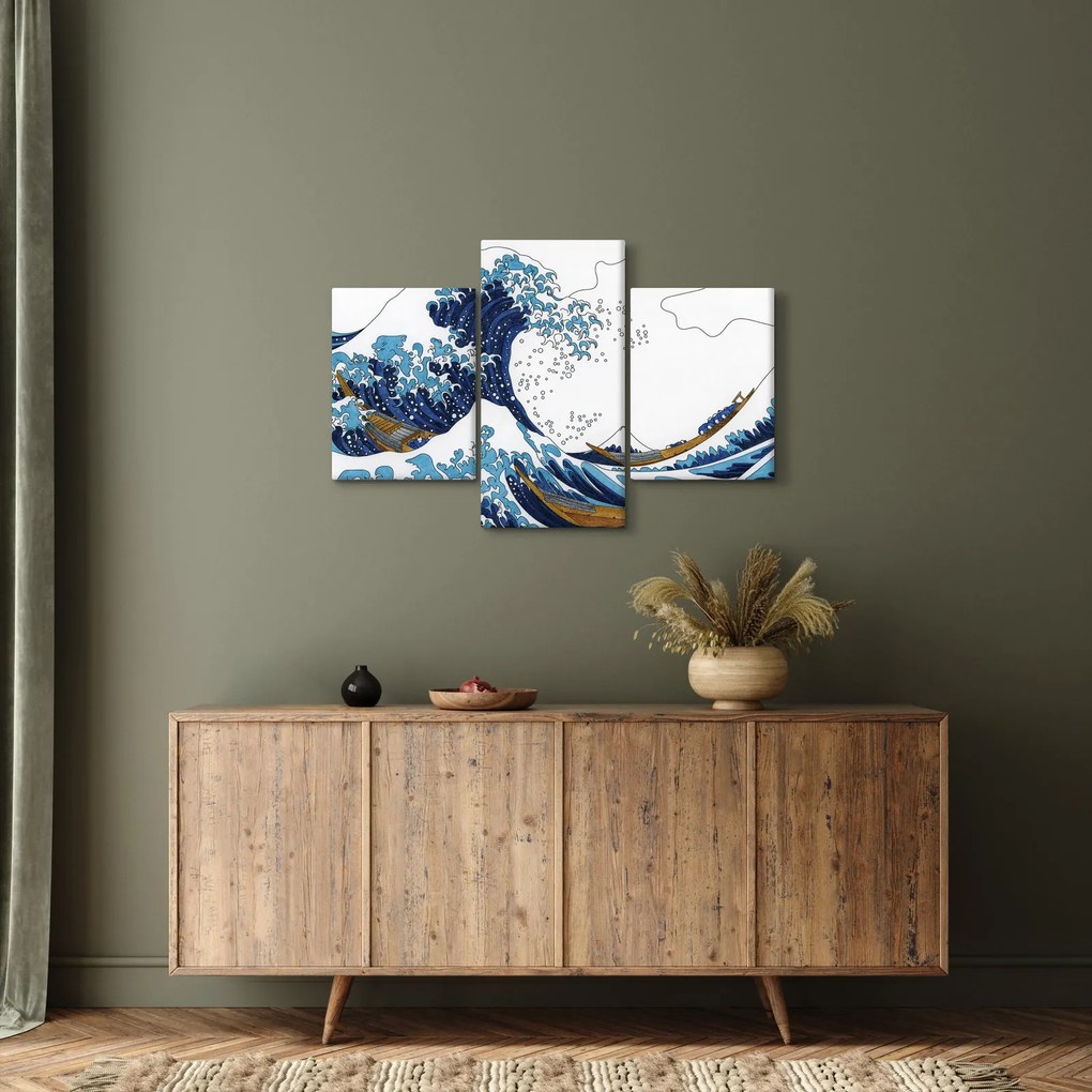 Obraz - Japonská kresba, vlny (90x60 cm)
